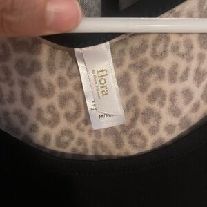 Flora Black Top with Leopard Print Lining